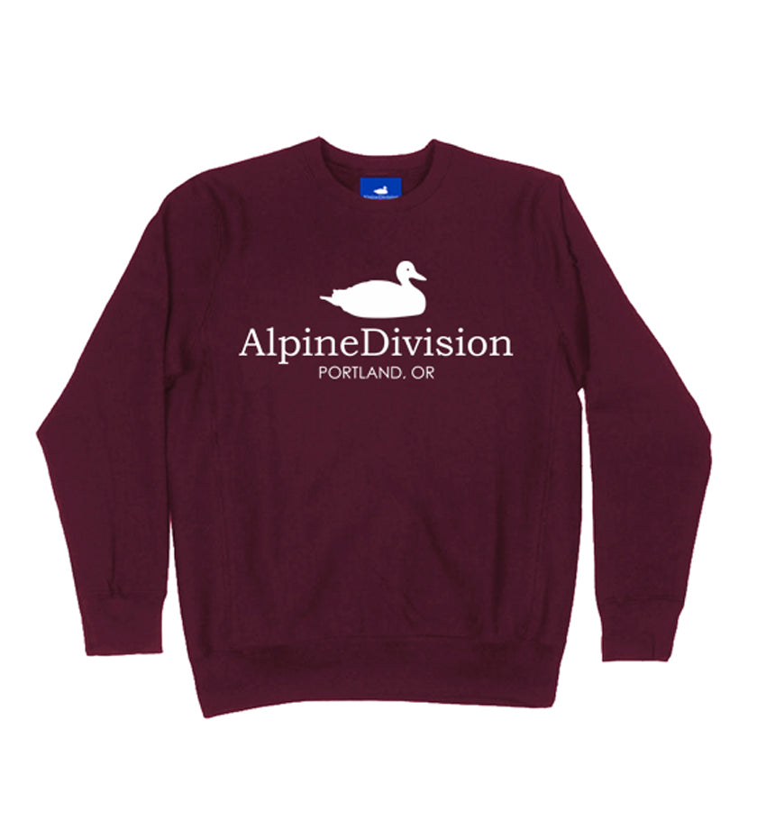 Alpine Division Logo Crewneck Sweatshirt Burgundy